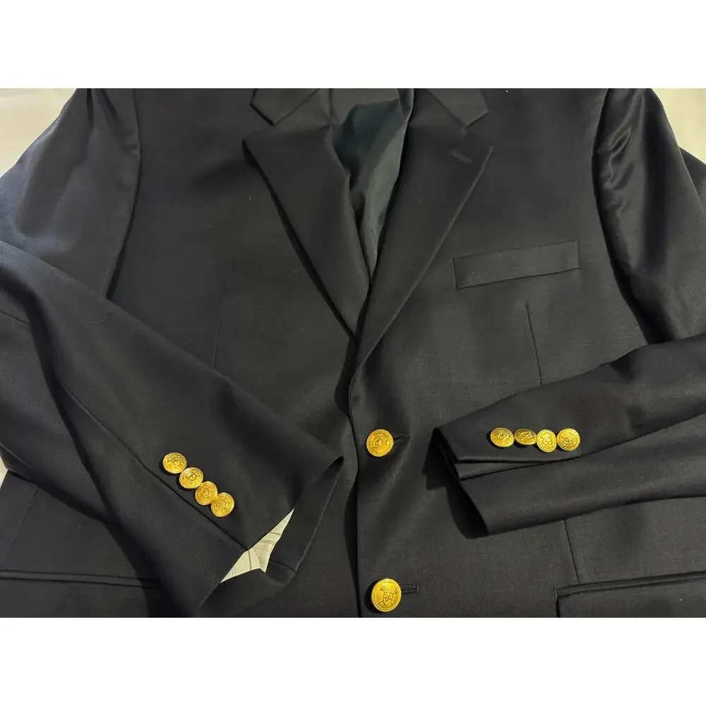 Polo Ralph Lauren Pure New Wool Blue Blazer with Gold Buttons - Men's Size 42S